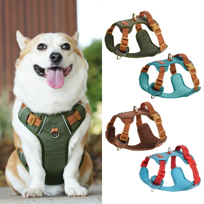 Harness Climbing Adjustable - 脱走防止ペットハーネス、ノープル反射調整可能ソフトパッド入りペットベスト、サービスドッグハーネスハンドル、クライミング用