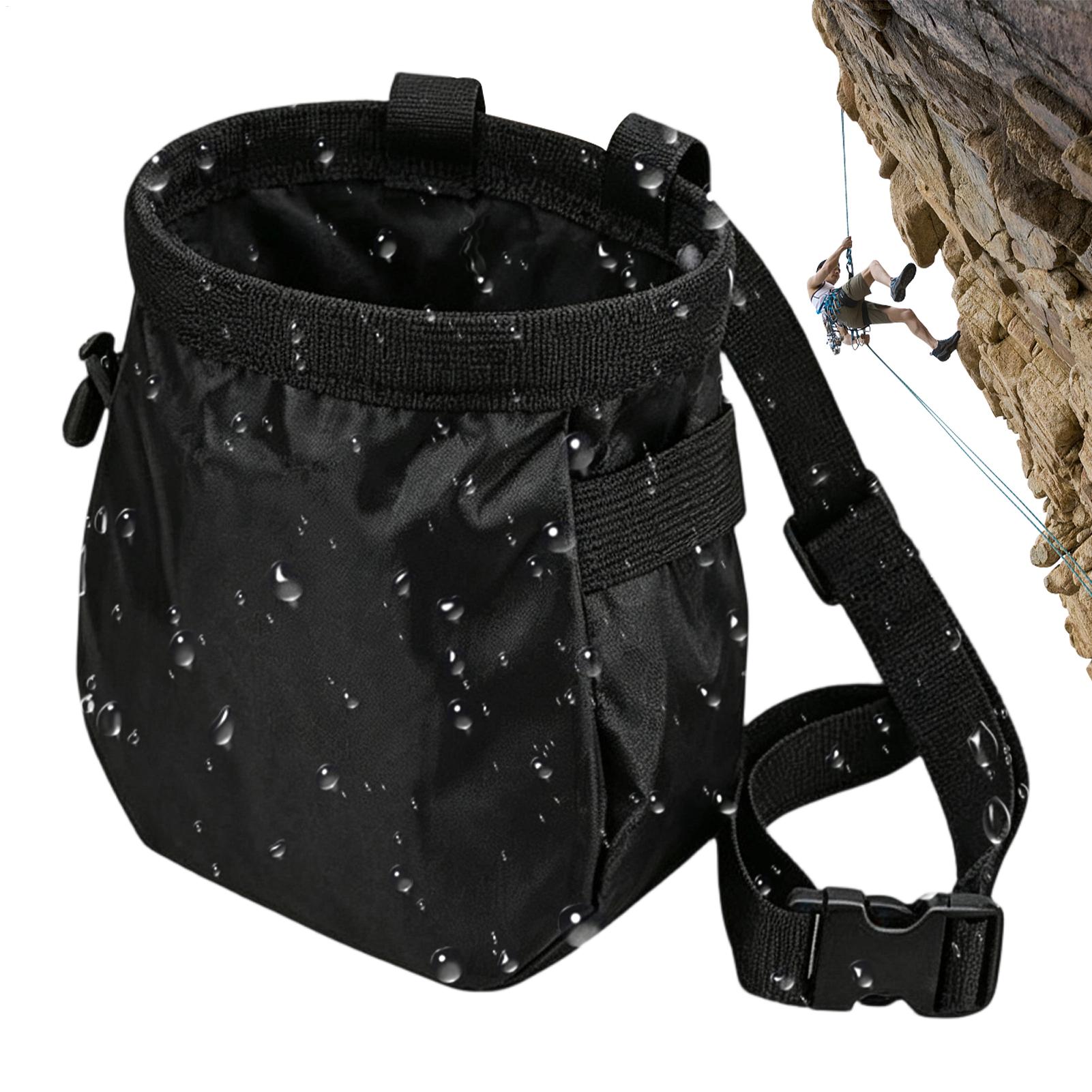 Chalk Bag Bouldering - ロッククライミングチョークバッグ 防水巾着ポーチ ポケット＆調節可能なベルト付き ボルダリングジムチョーク収納バッグ