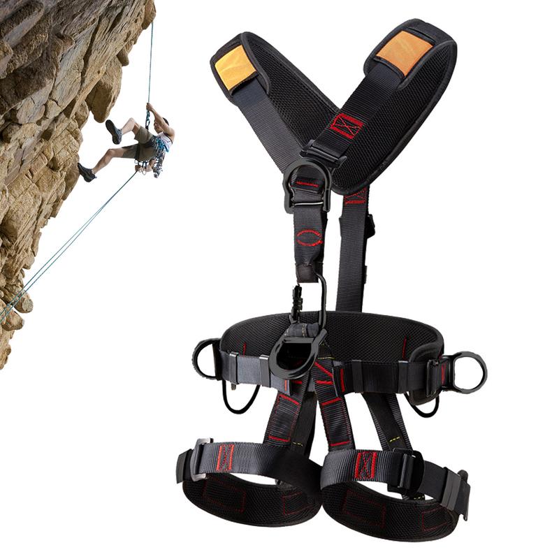 Harness Climbing Adjustable - 全身屋根ハーネス 5 点安全ベルト調節可能なバックル付き取り外し可能な落下ハーネス男性用ツリークライミングギア