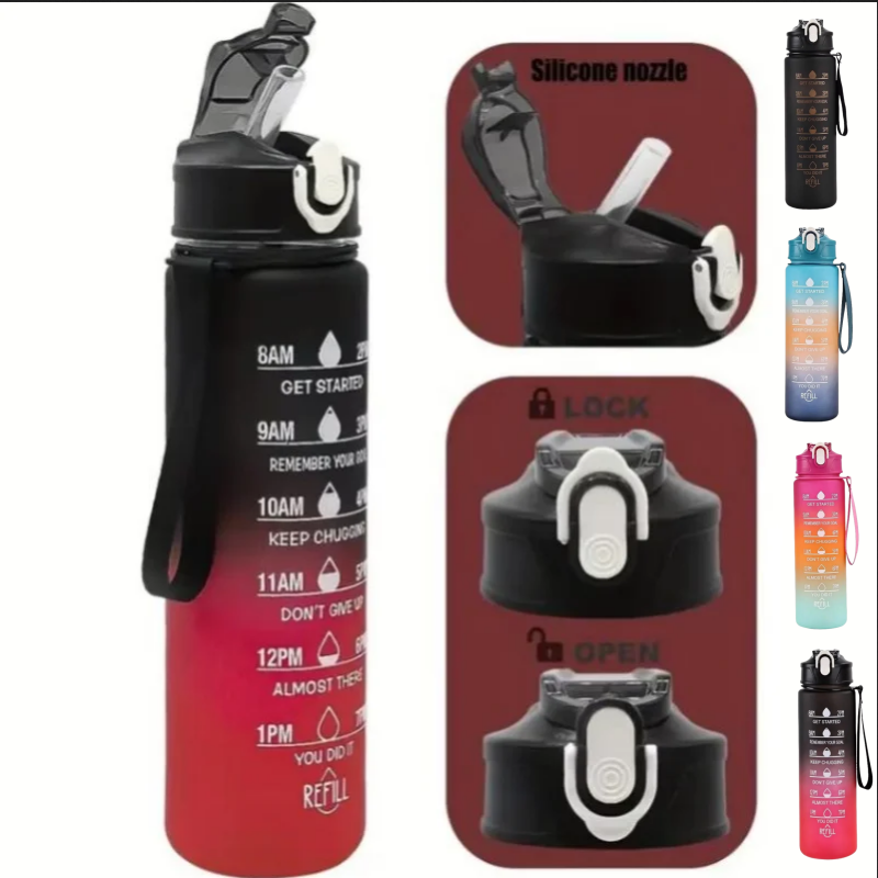 750mlスポーツウォーターボトル、時間トラッキングストロー - Outdoor Adventure And Sports のレビューと価格