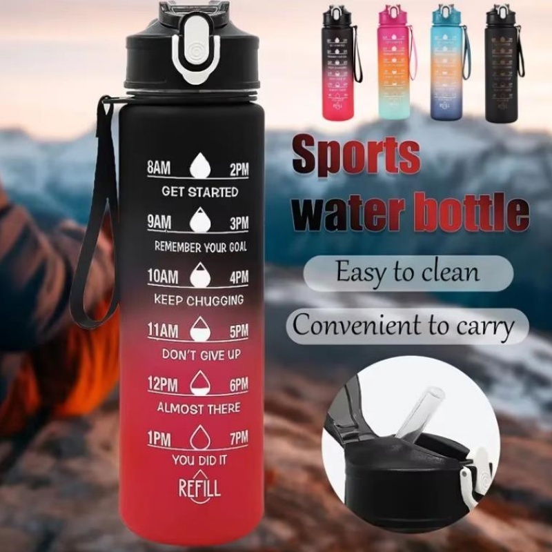 750mlスポーツウォーターボトル、時間トラッキングストロー - Outdoor Adventure And Sports のレビューと価格